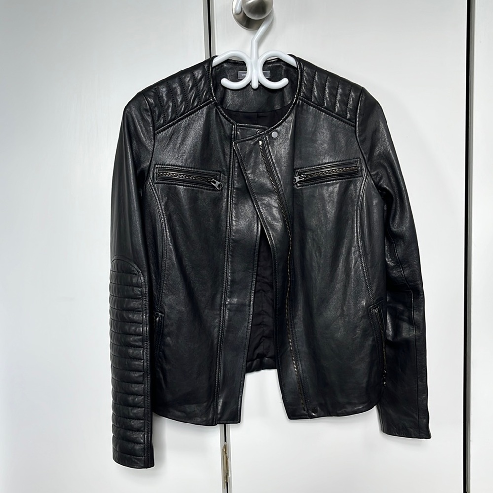 Vince black leather moto jacket